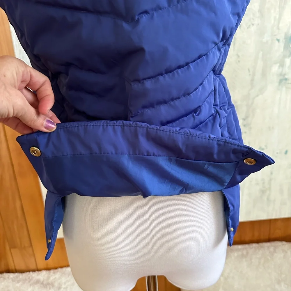 Talbots Petite Down Faux Fur Trim Vest Women’s Small P. Bluish Purple! C…